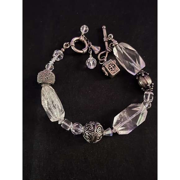 STERLING SILVER Crystal Rock NECKLACE 23” W/Bracelet 7.5” Set - Picture 12 of 16